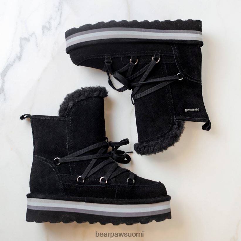 BEARPAW retro mondi nuoriso lapset musta saappaat H880X0599
