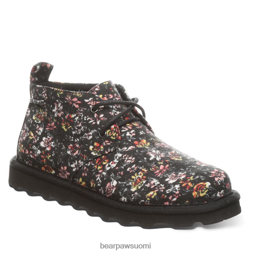 BEARPAW skye nuoriso lapset musta kukkainen saappaat H880X0571
