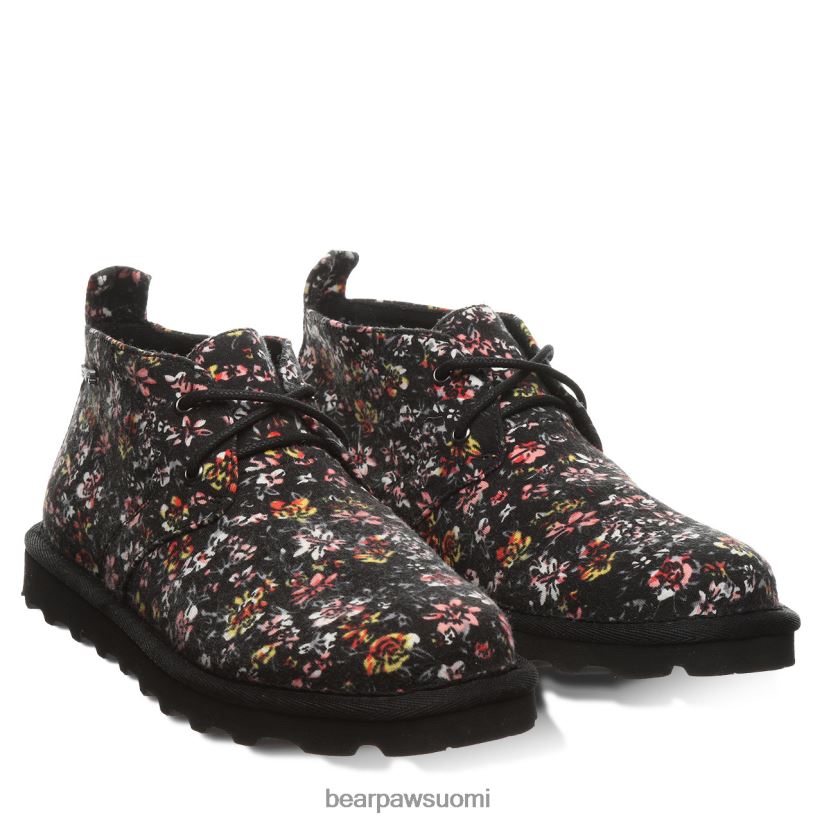 BEARPAW skye nuoriso lapset musta kukkainen saappaat H880X0571