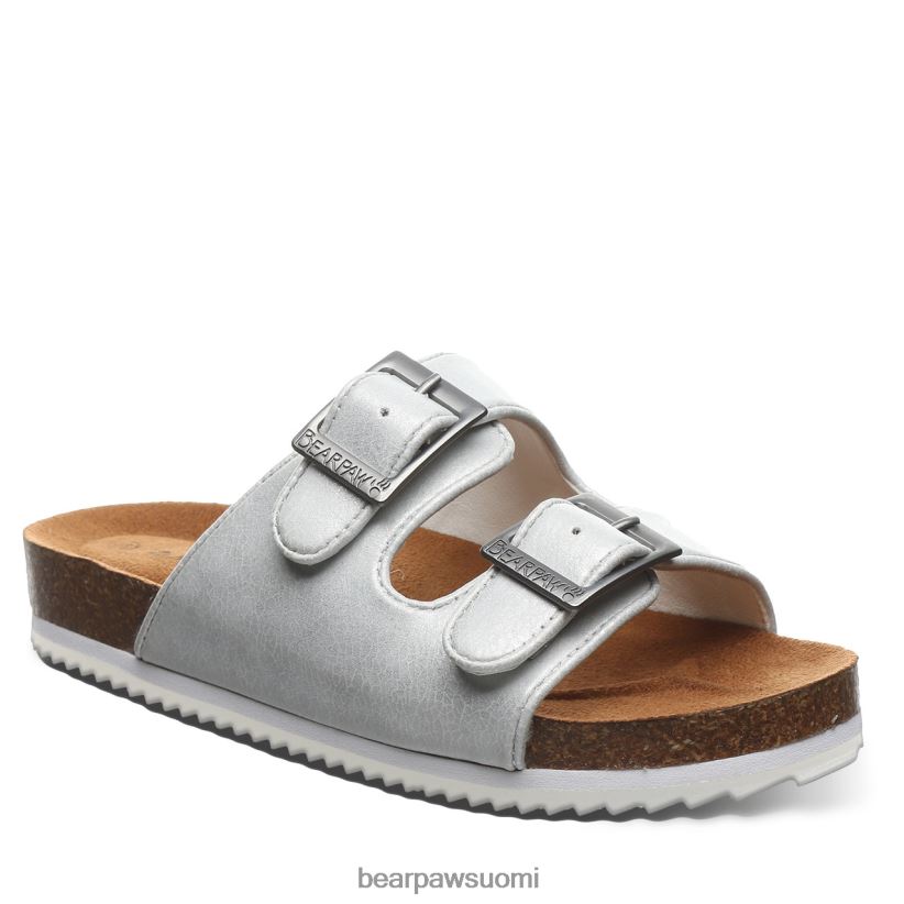 BEARPAW brooklynin nuoriso lapset valkoinen metallinen sandaalit H880X0625