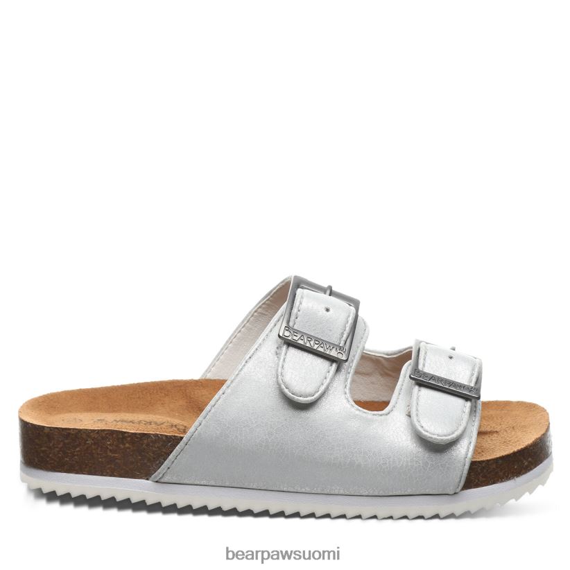 BEARPAW brooklynin nuoriso lapset valkoinen metallinen sandaalit H880X0625
