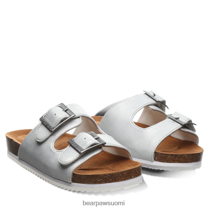 BEARPAW brooklynin nuoriso lapset valkoinen metallinen sandaalit H880X0625