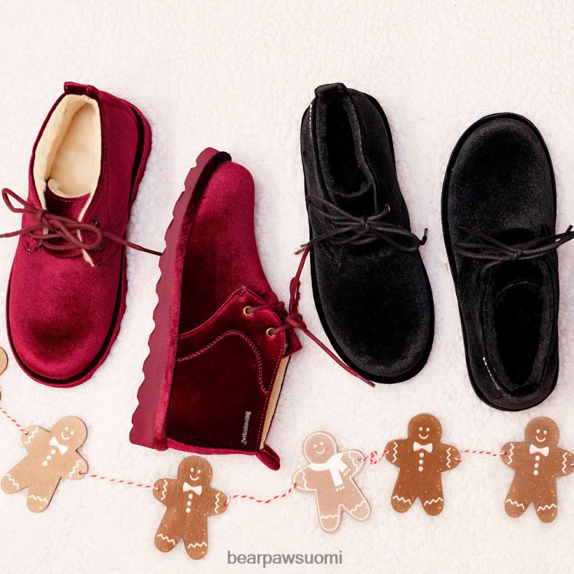 BEARPAW skye naiset Musta sametti saappaat H880X036